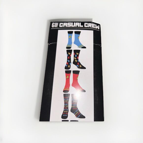 Star Trek Universe 6 Pack of Men's Crew Socks Size 8-12 Spock Kirk Enterprise - Picture 4 of 6
